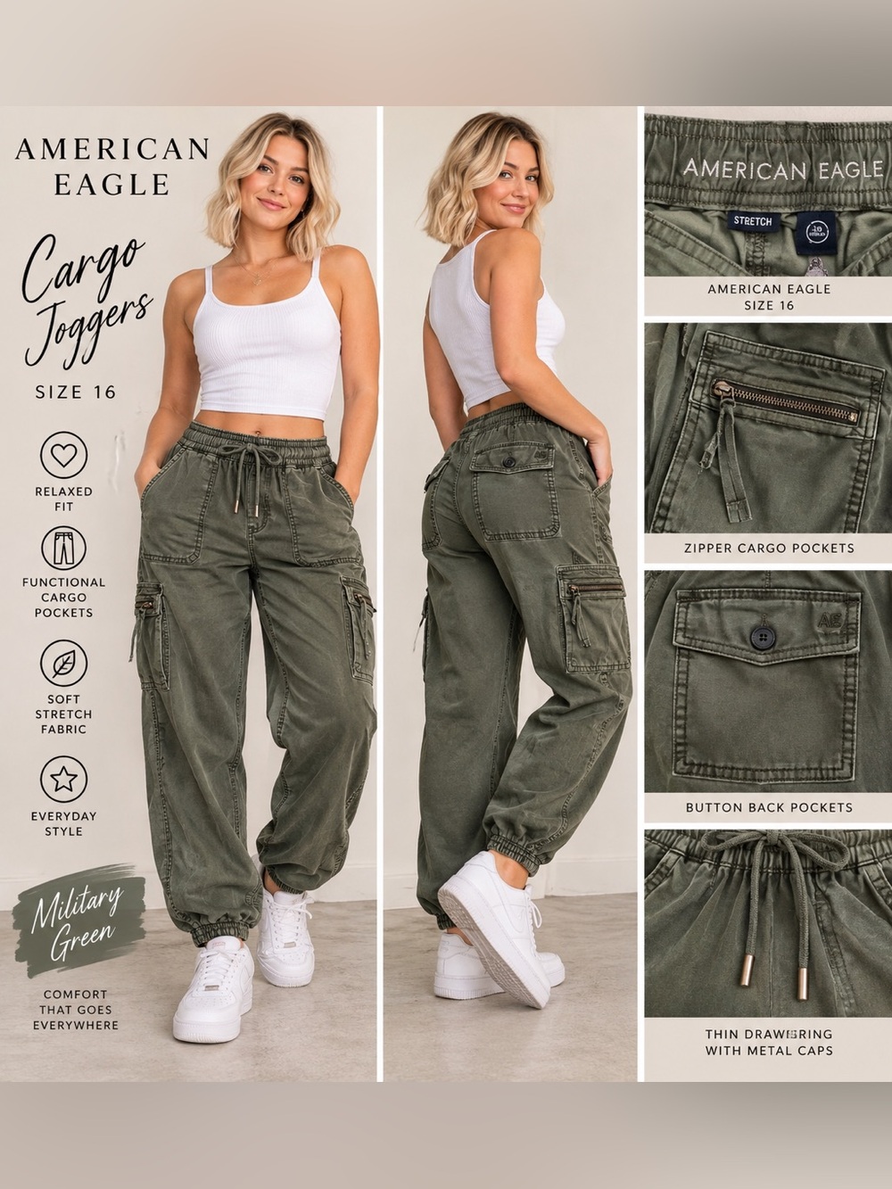 American Eagle cargo joggers